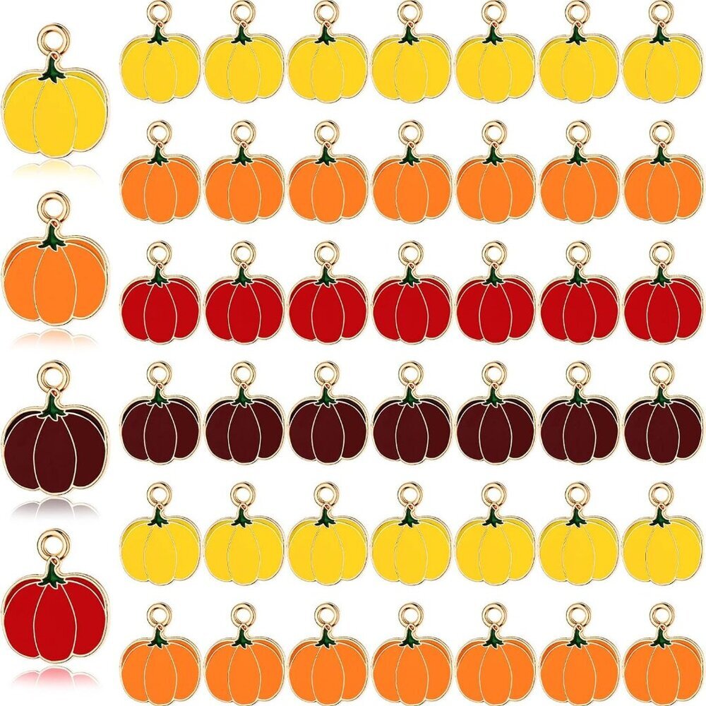 48 Pieces Fall Charm Pendants Fall Maple Leaf Pumpkin Charm Pendants for DIY Cra